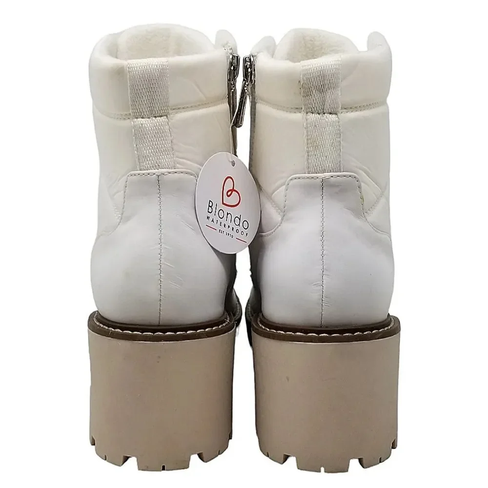 Blondo Daisy  Waterproof Lug Sole Boot in White Nylon
